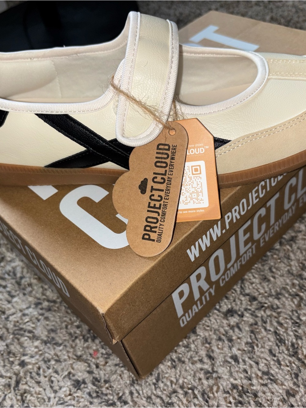 Project Cloud Women’s Cream Mary Jane Sneaker with Black Accent